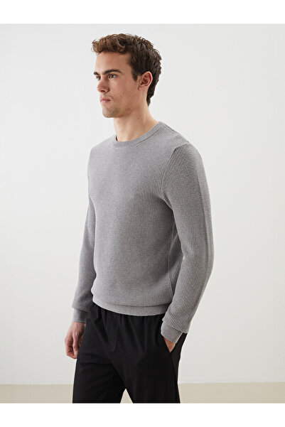 LC Waikiki Crew Neck Checkered Men's Knit Sweater