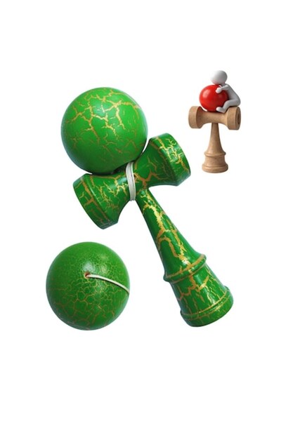 OEM Kendama Profesionala- Culoare Verde-Auriu , Model Crapat si ata cadou