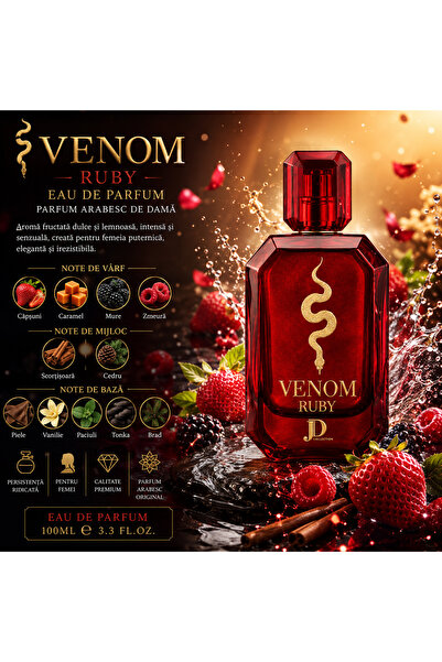 JD Colection Parfum Arabesc VENOM RUBY 100 ml Damă – Original, Fructat Gurman...