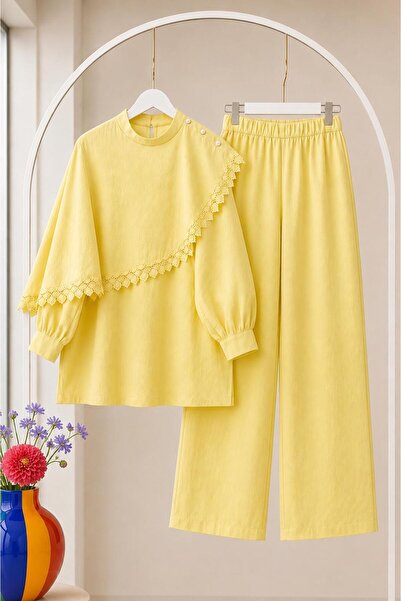 MODA VEDAT Set pantaloni cu detaliu din guipură pentru femei -0700