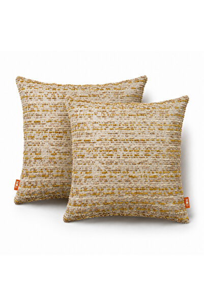 THE KUN Yellow Chenille Yarn Textured 2-Piece Throw Pillow Cover Set