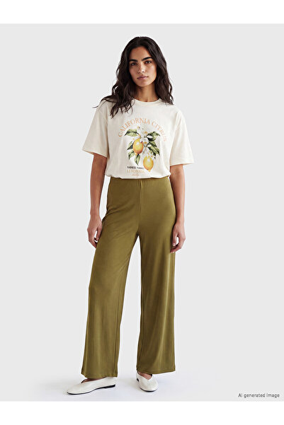 LC Waikiki Nevavm Women's Modal Blend Pants with Elastic Waist and Contrast D...
