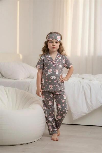 LUFFY KİDS Cute Rabbit Patterned Bamboo Button-Front Short Sleeve Pajama Set ...