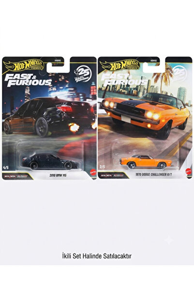 HOT WHEELS Premium Fast & Furious İkili Set - 2010 BMW M5 & 1970 Dodge Challe...
