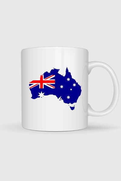 Bahriyeli Collection Australian Flag and Map Printed Mug