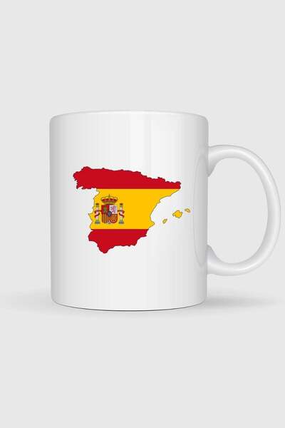 Bahriyeli Collection Spain Flag and Map Printed Mug