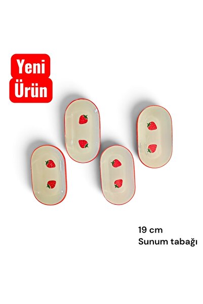 Ganita home Plate Kayık Presentation & Breakfast Snack 4 Pieces 19 cm Strawberry
