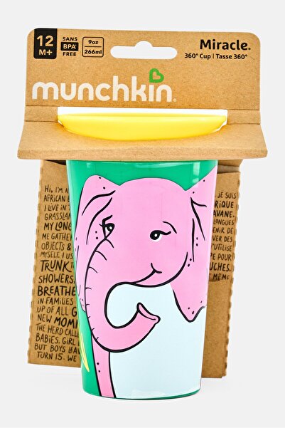 Munchkin كوب شرب للأطفال Miracle 360 WildLove بسعة 266 مل، أصفر
