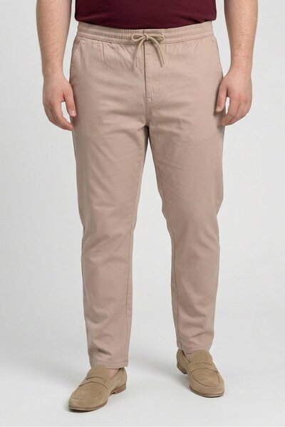 Larsson & Co Men Slim Fit Plain Chino Pants, Light Brown