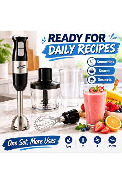 Generic Brand 4‑in‑1 Immersion Hand Blender, 2‑Speed Stainless Steel Stick Bl...