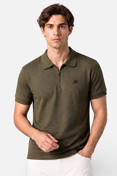 JASON WU Men Classic Fit Embroidered Logo Short Sleeve Polo Shirt, Olive