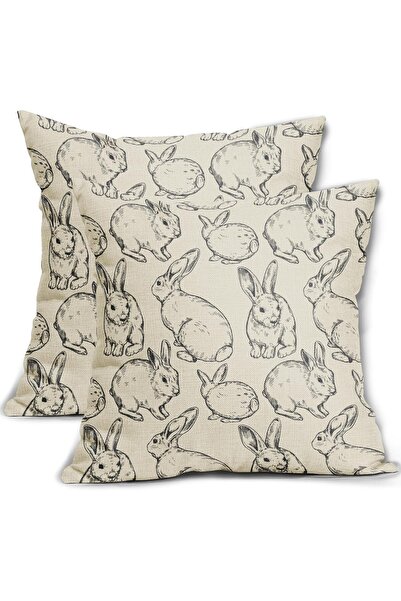 STARSTAR Black Easter Pillowcase 18x18 inch 2-Piece Set Cute Bunny Easter The...