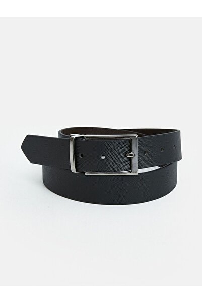 LC Waikiki Lcw Accessories Black Double-Sided Leather Look Men's Belt