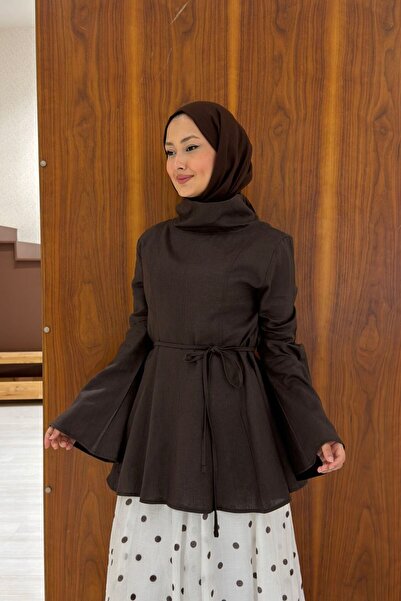 Faya Boutique تونيك ميلين من الكتان البني
