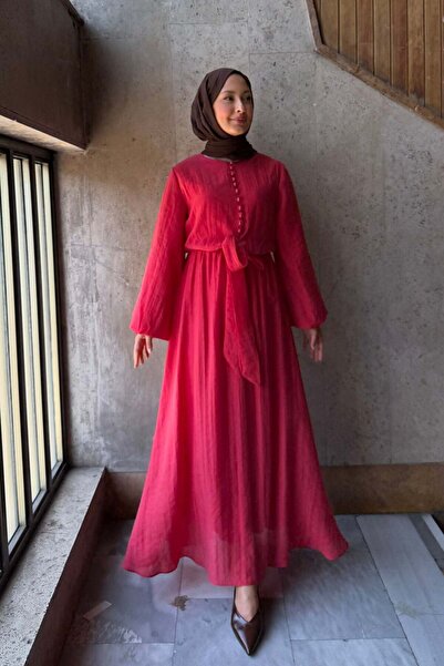Faya Boutique Red Buttoned Front Fiora Dress
