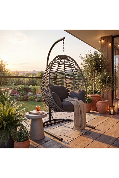 Durante Living Cocoon Tek Kişilik Salıncak İp Antrasit