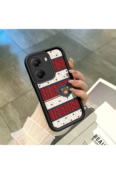 CHICASELUX Poco X7 Pro Compatible Cute Bear Protective Case, Mix of Plaid and...