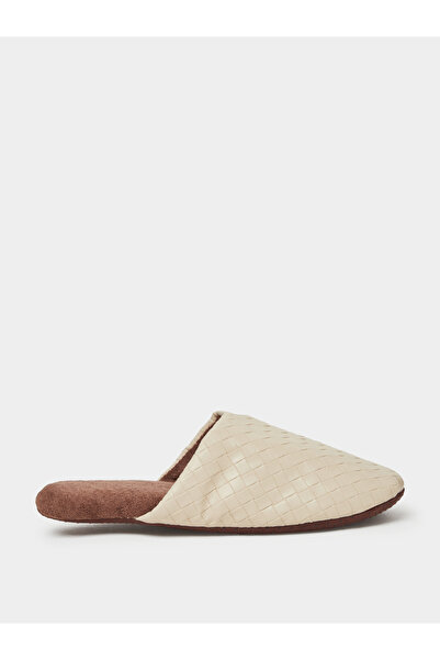 Styli Beige Woven Bedroom Slippers