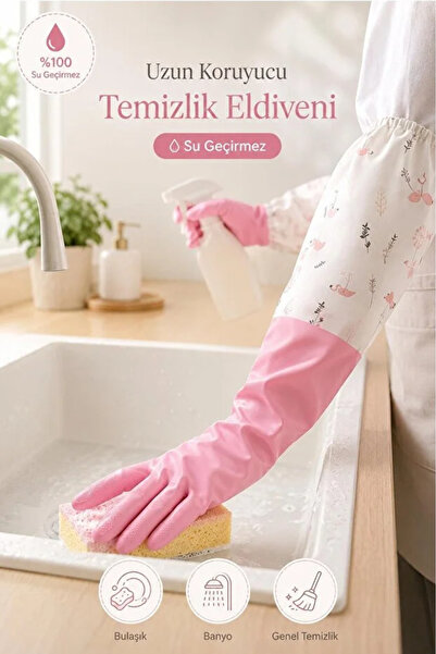 AYGÖREN HOME Latex Long Gloves – Waterproof Dishwashing Gloves for Household,...