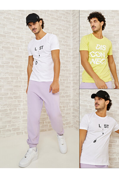Styli Pack of 2 - Slogan Print Regular Fit T-shirt