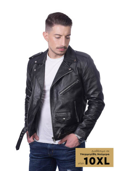 THEODOROU LEATHERS ΜΑΥΡΟ ΑΝΔΡΙΚΟ ΔΕΡΜΑΤΙΝΟ ΑΡΝΙ PERFECTO TLM0028