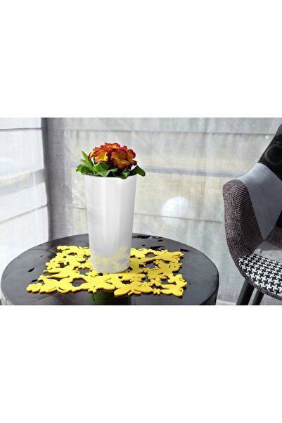 Deco4Home SET 3X Ghiveci de grădină/balcon, alb lucios, 29cm + inserții
