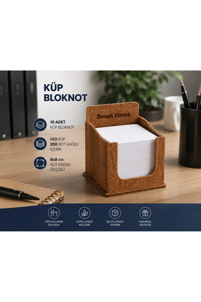 Genel Markalar Ahşap Küp Bloknot Seti – 10 Adet Küp Bloknot, Her Biri 200 Yap...