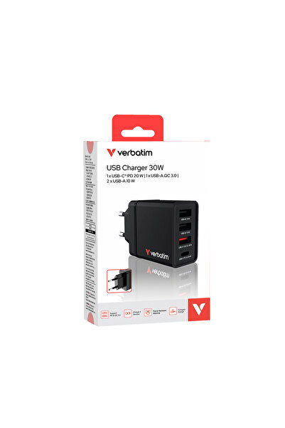 NO BRAND ÎNCĂRCĂTOR VERBATIM 30W 3XUSB-A USB-C PENTRU IPHONE ȘI ANDROID ÎNCĂR...