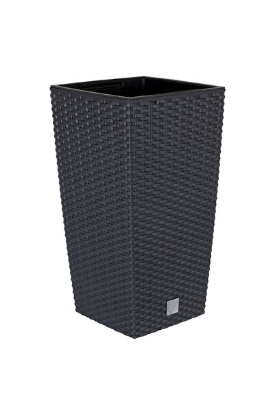 Deco4Home SET 3x JARDINIERE DE BALCON DIN RATAN, ANTRACIT, CU INSERT