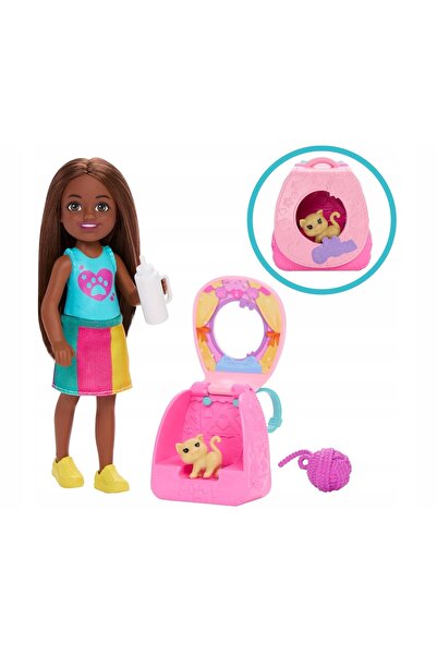 Barbie Rucsac Chelsea cu set de păpușă pisicuță și accesorii JBF45