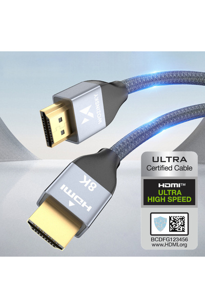 WOZINSKY Cablu HDMI 2.1 8K 60Hz 48Gbps 4K 120Hz 2K 144Hz 3m argintiu