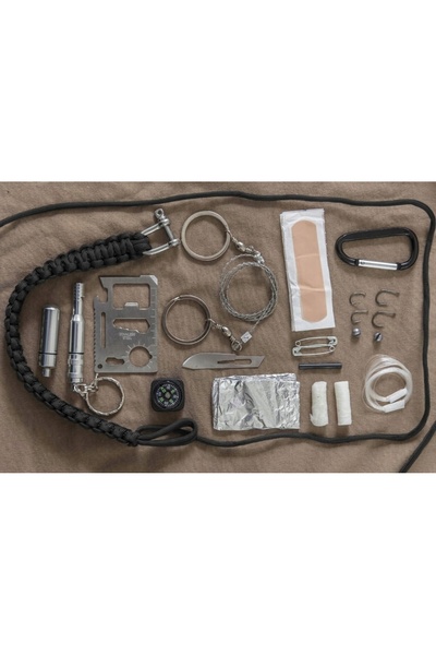 NO BRAND Kit de supraviețuire mare Mil-Tec din paracord - Aprinzător de foc d...