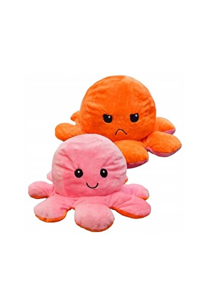 OEM Jucarie de plus Caracatita cu doua fete, Bumbac, 20 cm, 0+ ani, Portocali...