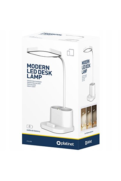 Platinet Lampă de birou LED 5W, baterie reîncărcabilă 2400mAh, organizator 2 ...
