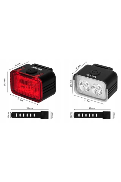 NO BRAND Set lumini bicicletă USB, lampă față și spate, AKU VAYOX