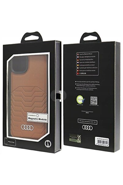 NO BRAND Audi Piele sintetică MagSafe iPhone 15 Plus / 14 Plus 6.7 " bronz/b