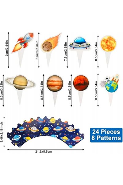 NO BRAND 48 de piese decorațiuni spațiale astronauți planete decor pentru bri...