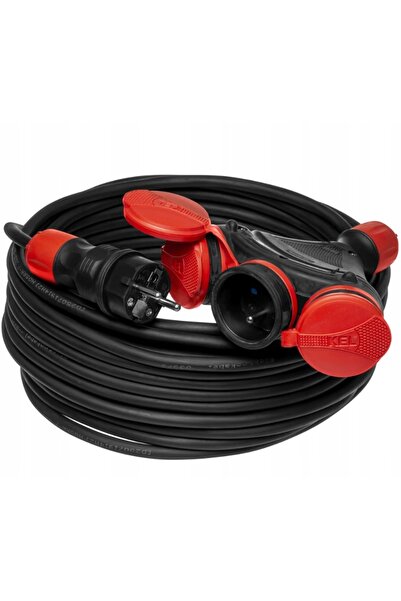 NO BRAND Prelungitor cu 3 prize cu împământare H05RR-F 3x1,5mm² IP54 40m KEL ...