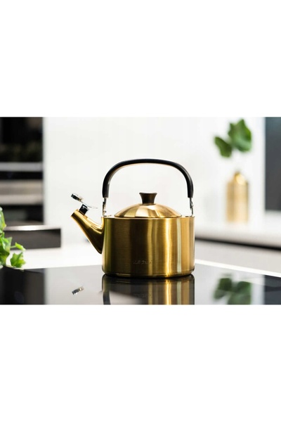NO BRAND VIALLI CZAJNIK DIAMANTE RETRO INDUCȚIE GAZ CU FLĂCĂRĂ DEȘTEPTĂ AUR M...