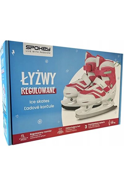 Spokey PATINE DE PATINAJ ARTISTIC MĂRIME AJUSTABILĂ 35-38 ALB-ROZ PANTOF VENT...