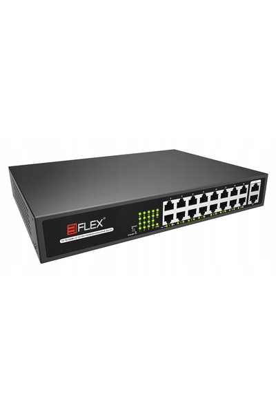 NO BRAND Switch PoE pentru camere IP 16 porturi PoE Fast Ethernet 2 porturi U...
