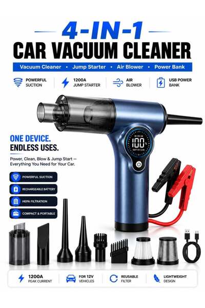 Generic 4-in-1 Cordless Car Vacuum Cleaner, Air Blower, Jump Starter & Power ...