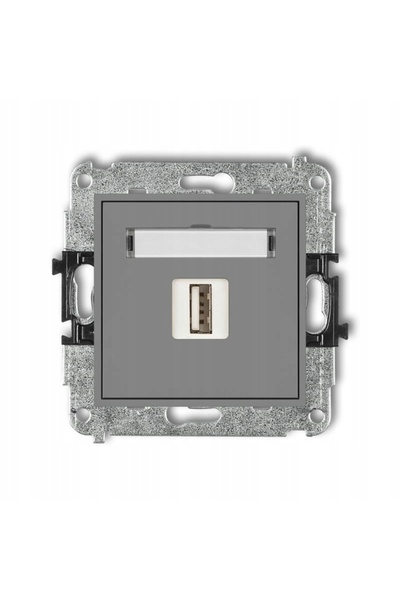 NO BRAND 1x Priză USB-AA 2.0 KARLIK MINI Gri Mat
