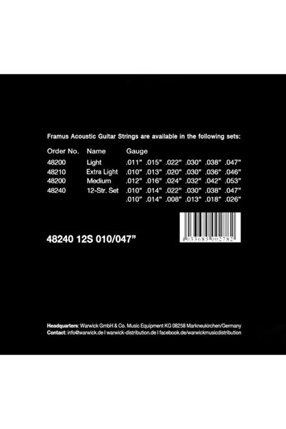NO BRAND FRAMUS BRONZE SET DE CORZI PENTRU CHITARĂ ACUSTICĂ 12S STRUNY