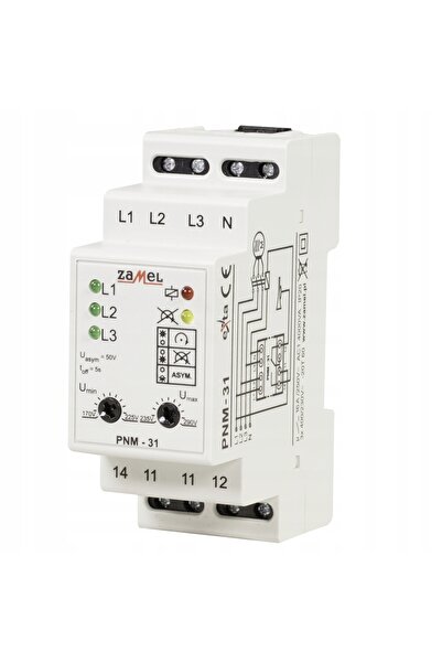 ZAMEL Releu de tensiune trifazat 3F 170-290V 16A pentru șină TH35