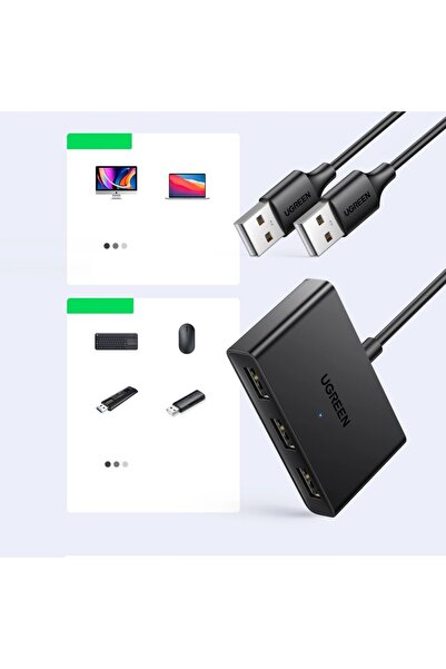 Ugreen Cutie de comutare USB cu 2 intrări și 3 ieșiri pentru adaptor de calcu...