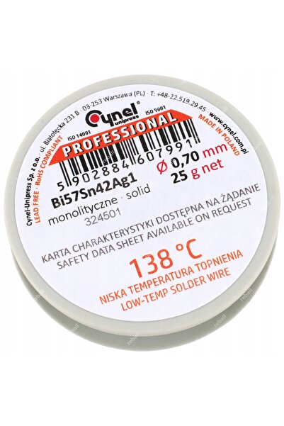 NO BRAND CYNA CU BISMUT FLUIDITATE SCĂZUTĂ CYNEL 138 °   FLUX PASTA EVO-TF+ K...