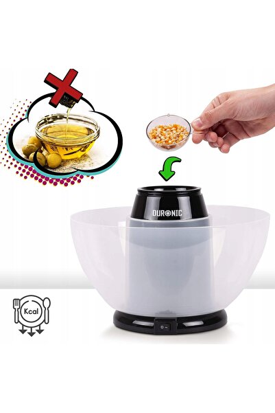 Duronic Aparat de făcut popcorn fără ulei + Bol detașabil