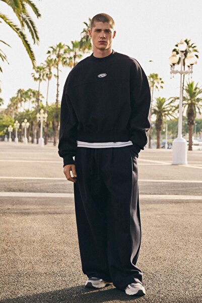 Bershka Pileli super baggy fit pantolon