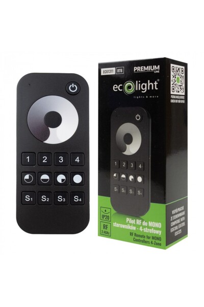 ecolight Telecomandă pentru bandă LED monocoloră MONO 4 zone tactilă neagră